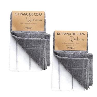 Imagem de Kit 4 Panos de Copa Prato Atoalhado Gourmet Deluxe Jolitex, Cinza