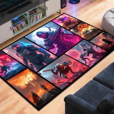 Imagem de Tapete de área de jogos para meninos, tapete antiderrapante estilo cômico com suporte de borracha atualizado, tapete envelhecido de lã sintética resistente a manchas para sala de jogos, quarto, sala