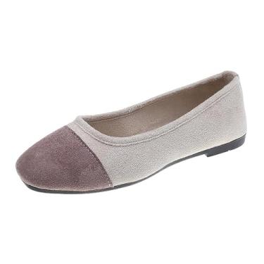 Imagem de Tênis feminino casual color block com boca rasa e bico redondo, cabedal macio, tamanho grande para uso versátil, Caqui, 39