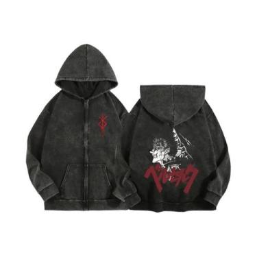 Imagem de Moletom Unissex Com Zíper E Capuz Estampado Anime Berserk Harajuku Gót