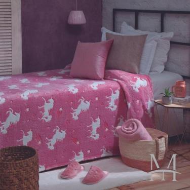 Imagem de Manta Jolitex Solteiro Soft Unicórnio Brilha no Escuro Rosa