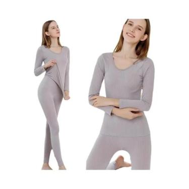 Imagem de Conjunto De Roupa Íntima Térmica Feminina De Inverno, Manga Longa, Sem