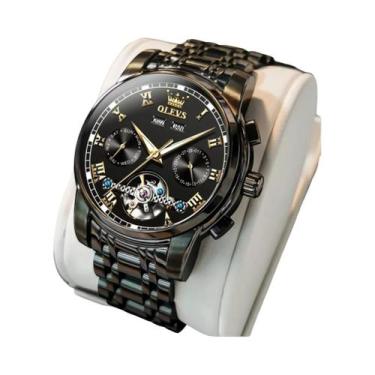 Imagem de Relógio Mecânico De Luxo Masculino OLEVS 6607 Automático Esqueleto Com