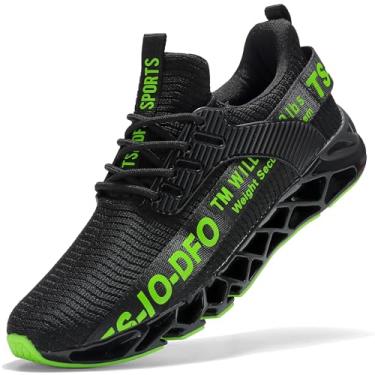 Imagem de SKDOIUL Tênis de corrida masculino moderno para caminhada, A55 preto e verde, 41