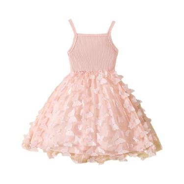 Imagem de Vestido De Princesa Sem Mangas Com Decoração De Borboleta Para Meninas