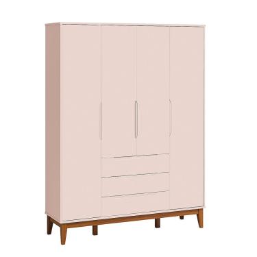 Imagem de Roupeiro Elfe Classic 4 Portas 3 Gavetas Rosa Fosco - Moveisaqui