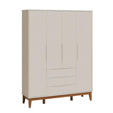 Imagem de Roupeiro Elfe Classic 4 Portas 3 Gavetas Areia Fosco - Moveisaqui