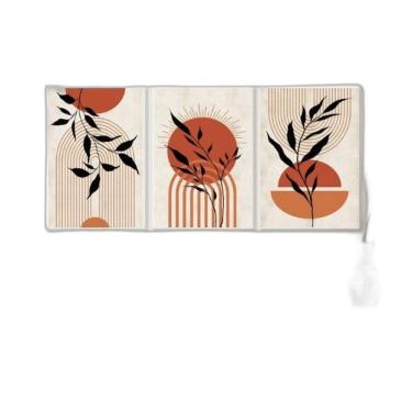 Imagem de Kit 3 Quadros Bohos Folhas E Círculos Terracota 45X34Cm