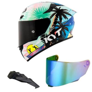 Imagem de Capacete KYT TT Course Riccardo Rossi Barcelona Mais Viseira Camaleão e Spoiler Fumê-Masculino