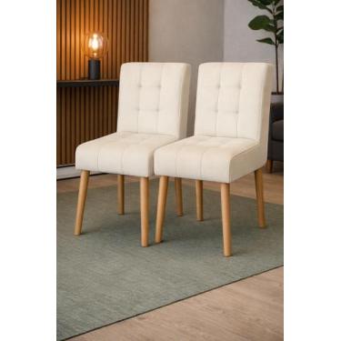 Imagem de Kit 02 Cadeiras Jantar Luna Suede Bege para Quarto Sala salão recepção