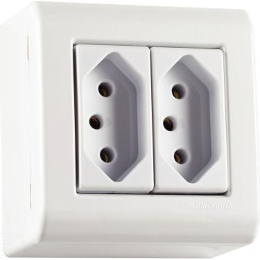 Imagem de Caixa De Sobrepor Com 2 Tomadas 2p+t 20 A 250 V Tramontina Lizflex Branca Tramontina