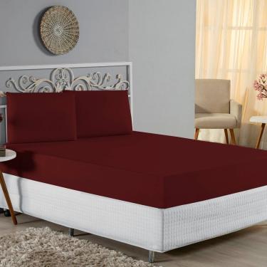 Imagem de Jogo De Cama Casal Viúva Nobre 3 Peças Malha 100% Algodão - Vinho