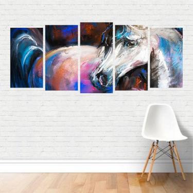 Imagem de Quadro Arte Abstrato Cavalo Equino Preto e Branco Canvas