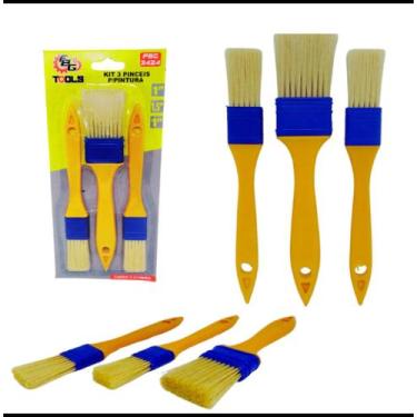Imagem de Kit Com 3 Pincéis 1 E 1 1/2 Para Pintura Cerdas Bege FBG-3424 - FBG To