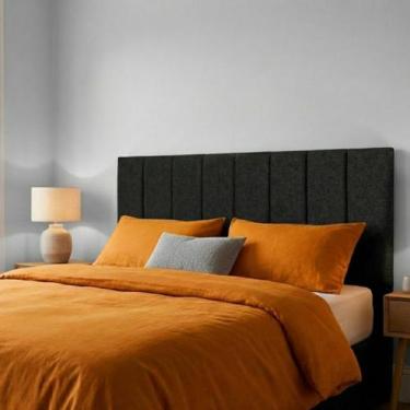 Imagem de Kit 8 Cabeceira Estofada Autocolante Preta Cama Queen 1,6M Decorativo 