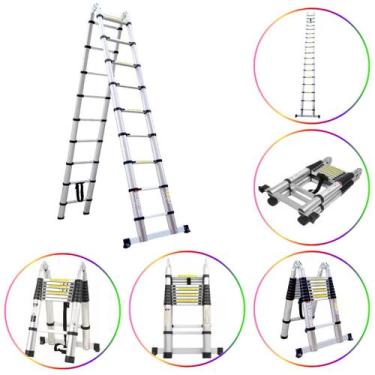 Imagem de Escada Telescópica Dupla 18 Degraus 5.6 Metros - LinhaEvolux