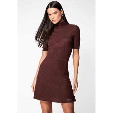 Imagem de Vestido Tricot Canelado Eco Gola Alta Vinho-Feminino