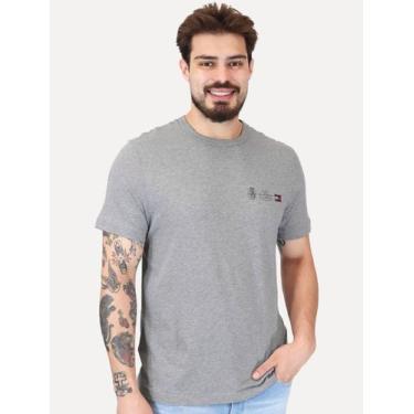 Imagem de Camiseta Tommy Hilfiger Masculina Regular Small Crest Outline Cinza Me