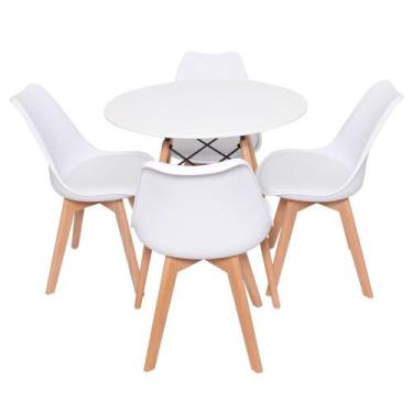 Imagem de Kit 4 Cadeiras Saarinen Branca + Mesa Redonda 70cm Branca - Cadeiras I