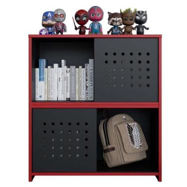 Imagem de Estante Armário Gamer Escritório 2 Porta Pixel Preto Caemmun