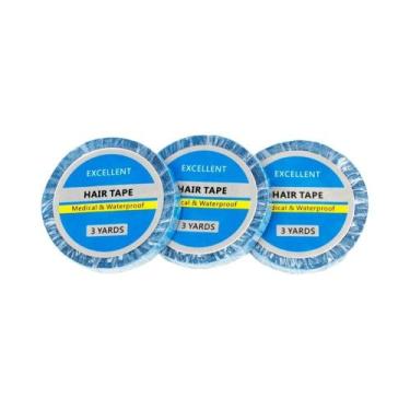 Imagem de Fita Adesiva Dupla Face Azul Para Extensão De Cabelo 0,8x1cm X 3 Jarda