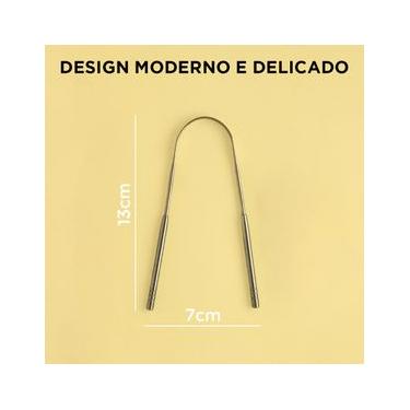 Imagem de Raspador de Língua Inox Antibacteriano, Higiene Bucal, Hálito Fresco, Limpeza Profunda, Elimina Mau Hálito