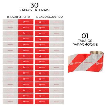 Imagem de Kit 30 Faixas Refletivas Lateral + 1 Parachoque Caminhão - SHERMAN