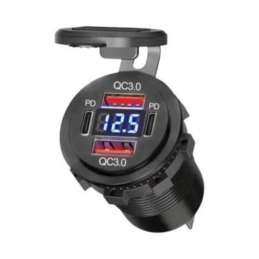 Imagem de Carregador De Carro Dual Type-C Com 4 Portas USB À Prova d'Água 12V 24