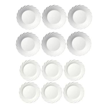 Imagem de Kit Pratos Jasmim Fundo Sobremesa 8 Peças Restaurante Almoço - Nadir F