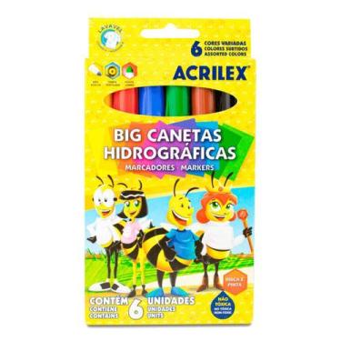 Imagem de Caneta Hidrográfica Big 6 Cores Jumbo - Acrilex