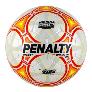 Imagem de Bola Society Penalty Brasil 70 R1 XXIII - Branco e Laranja ÚNICO-Masculino