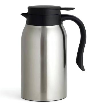 Imagem de Garrafa Térmica Inox Escovado 800ML Preta para Cafés e Chás em Aço Inoxidável