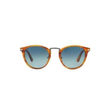 Imagem de Óculos Persol PO3108S 960/S3 Marrom Claro Striped Lente Polarizada Azul Degradê Tam 49-...