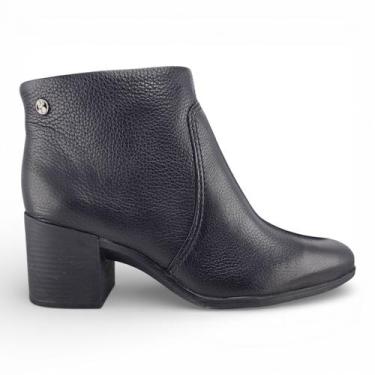 Imagem de Bota Bottero 346901 Cano Curto Couro Burnish com Salto Bloco Recortes,