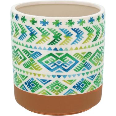 Imagem de CACHEPÔ VASO DECORATIVO PLANTA FLORES 17x16x16cm CERÂMICA VERDE GUIDO HOME&CO