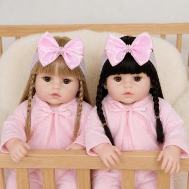 Imagem de Bebê Gêmeas Reborn Menina 100% Silicone + Acessórios Bolsa - Cegonha R