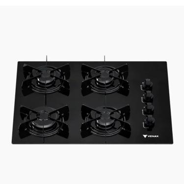Imagem de Cooktop 4 Bocas Venax Arena, Gás GLP, Acendimento Automático e Vidro Temperado