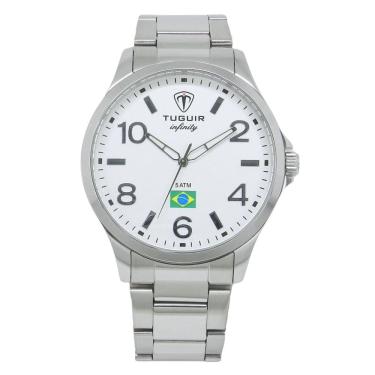 Imagem de Relógio Masculino de Aço Tuguir Analógico Infinity TGI37226 Prata e Branco