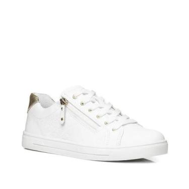 Imagem de Sapatênis Feminino Pegada Flatform Casual Couro Ziper, 35, Branco