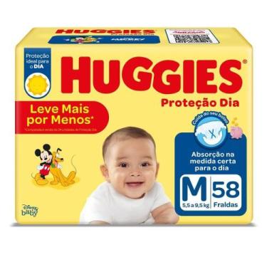 Imagem de Fralda infantil huggies mega proteçao dia tamanho media c/58
