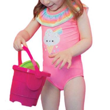 Imagem de Maiô Infantil Feminino Kukiê em Malha UV 50+ Rosa - 75549, Rosa, 04