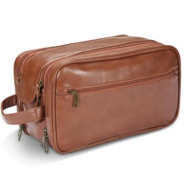 Imagem de Bolsa de higiene de viagem BNSPOCKET de couro personalizado para homen