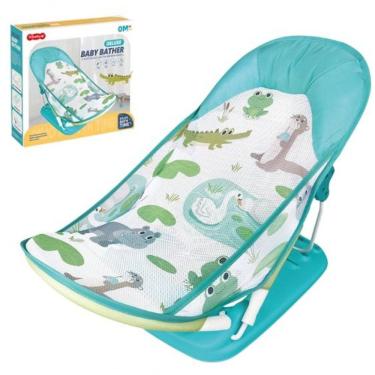 Imagem de Cadeira de Balanço para Banho Infantil Deluxe Encosto Acolchoado Estrutura Dobrável Verde