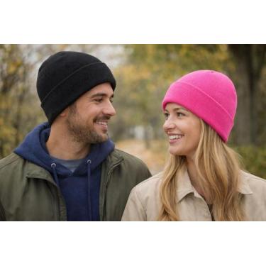 Imagem de Kit 3 Toucas Coloridas De lã Grossa Gorro Para Inverno Frio unissex - 