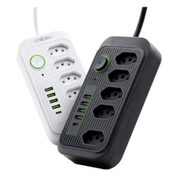 Imagem de Régua Extensão 5 Tomadas 4 USB Type-C 2 Metros Anti Chamas LED Indicad