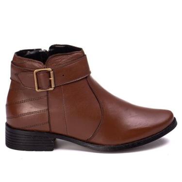 Imagem de Botinha Feminina Couro Legitimo Fivela Lateral Comfort Line - Insignep