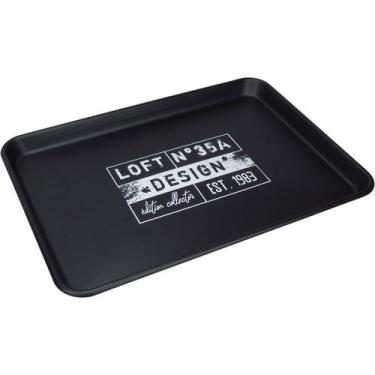 Imagem de Bandeja Home&Co 3x51x36cm Metal Preto Decoração para Casa Sala e Ambie