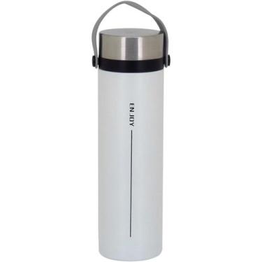 Imagem de Garrafa Térmica Enjoy Home&Co 23x6x6cm INOX Branco 450ml para Mesa Pos