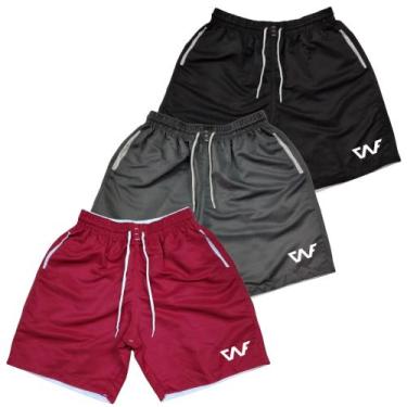 Imagem de Kit 3 Shorts Masculinos Praia Verão Tactel Poliéster Estampados Bermud