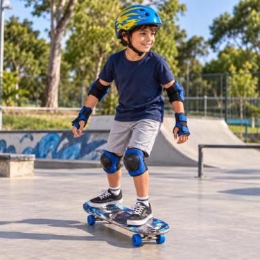 Imagem de Skate Infantil 78cm Kit Capacete E Proteções Completo - Skate Infantil